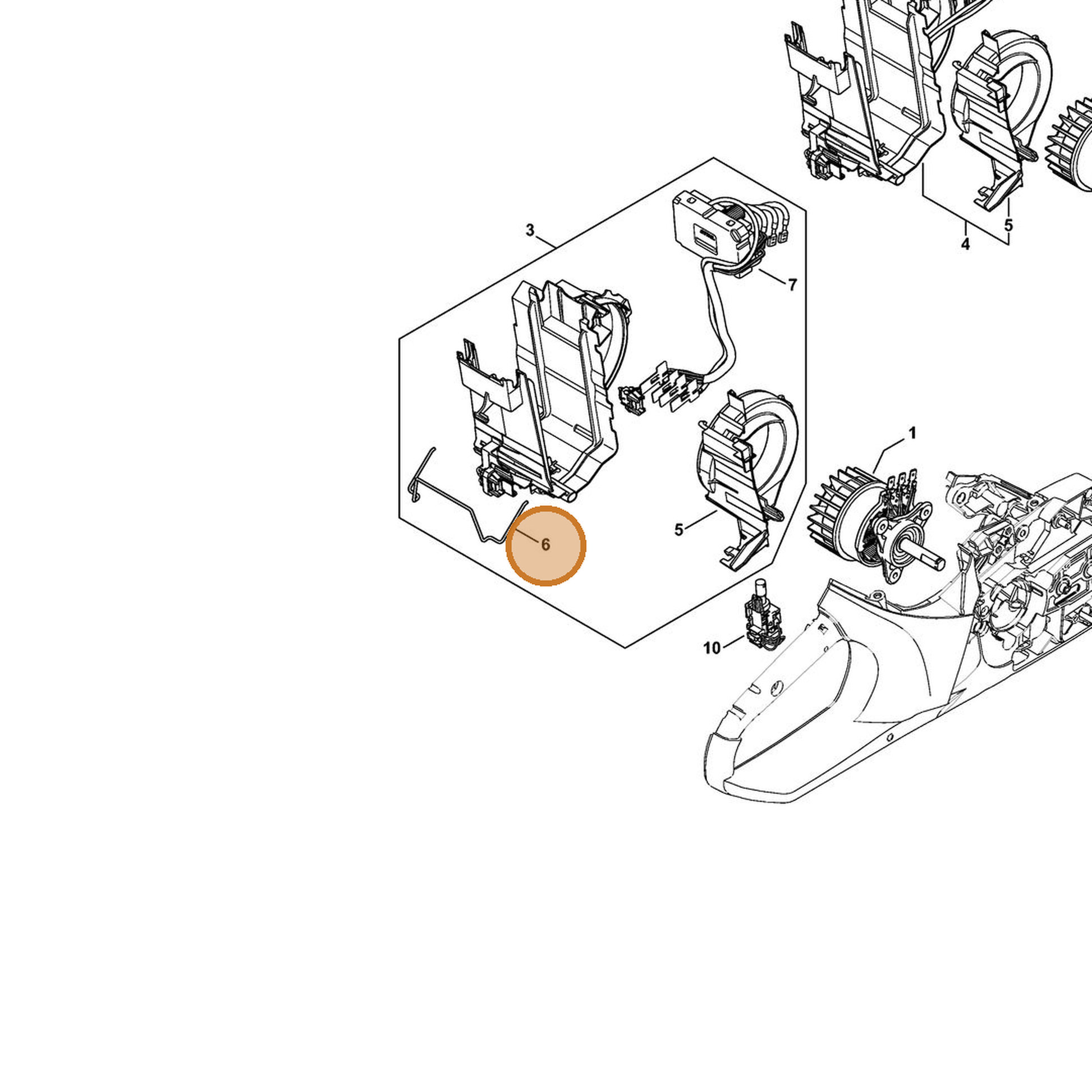 STIHL part 1250-791-3100 — IPL diagram snippet (6x zoom, amber highlight)