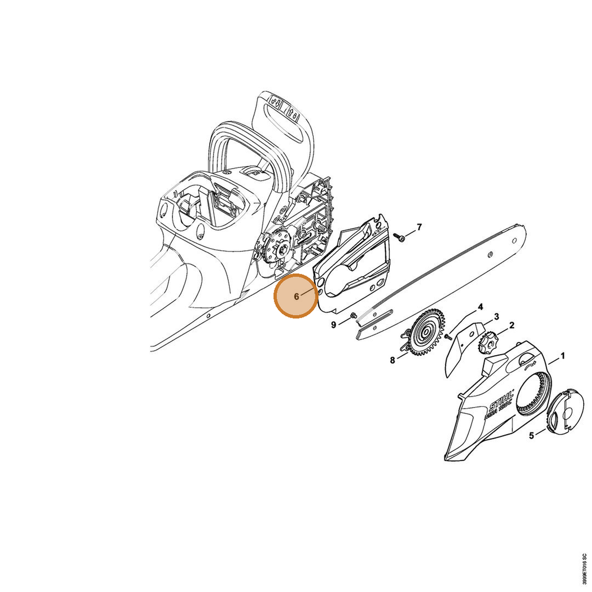 STIHL part 1251-021-1100 — IPL diagram snippet (6x zoom, amber highlight)