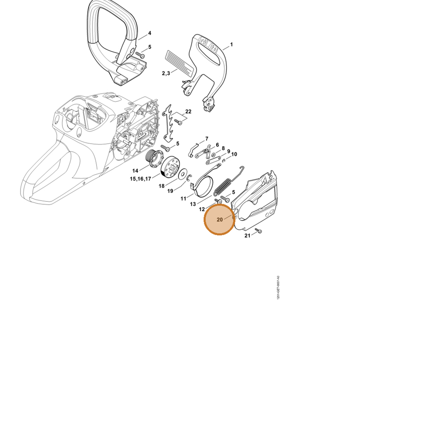 STIHL part 1251-021-1101 — IPL diagram snippet (6x zoom, amber highlight)