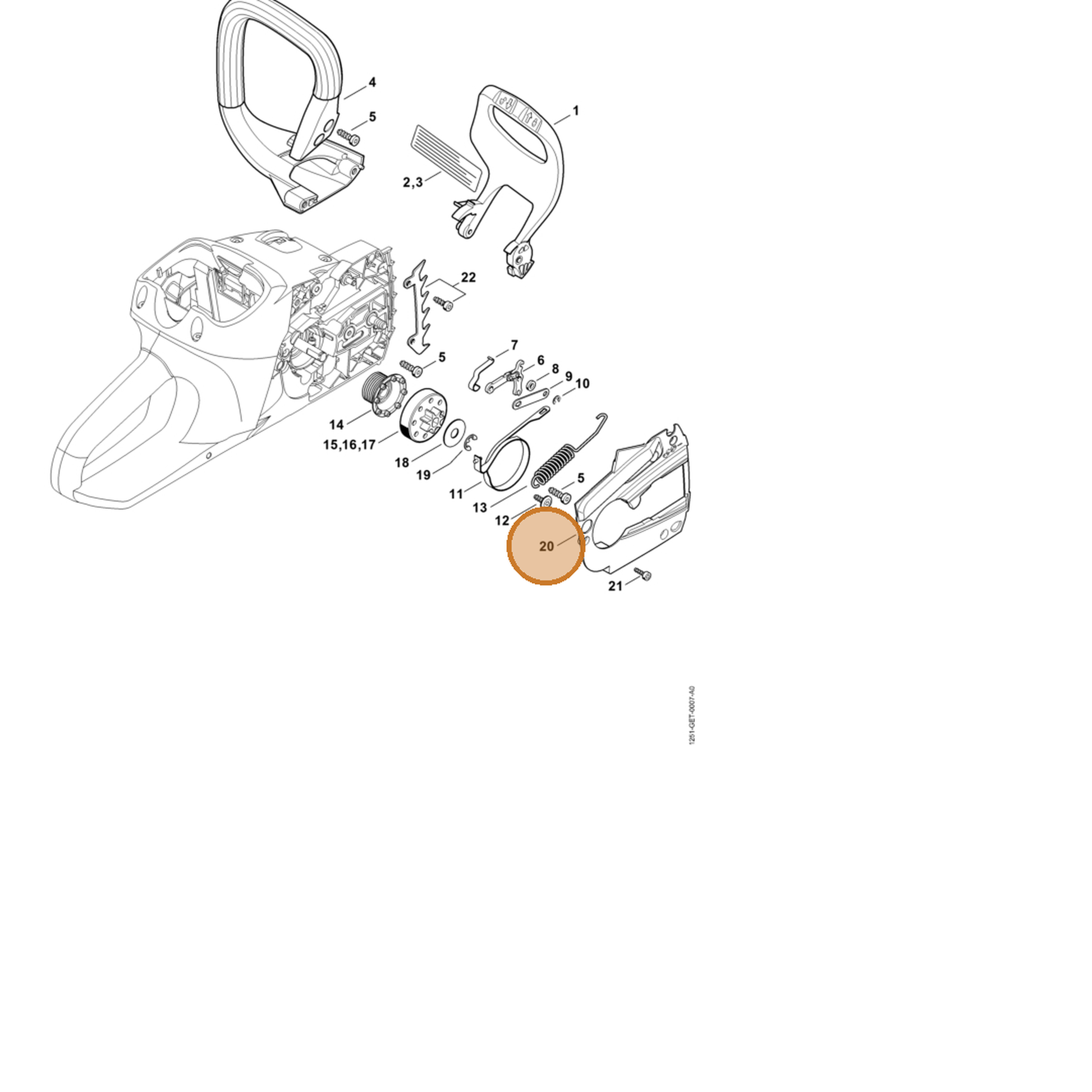 STIHL part 1251-021-1101 — IPL diagram snippet (6x zoom, amber highlight)