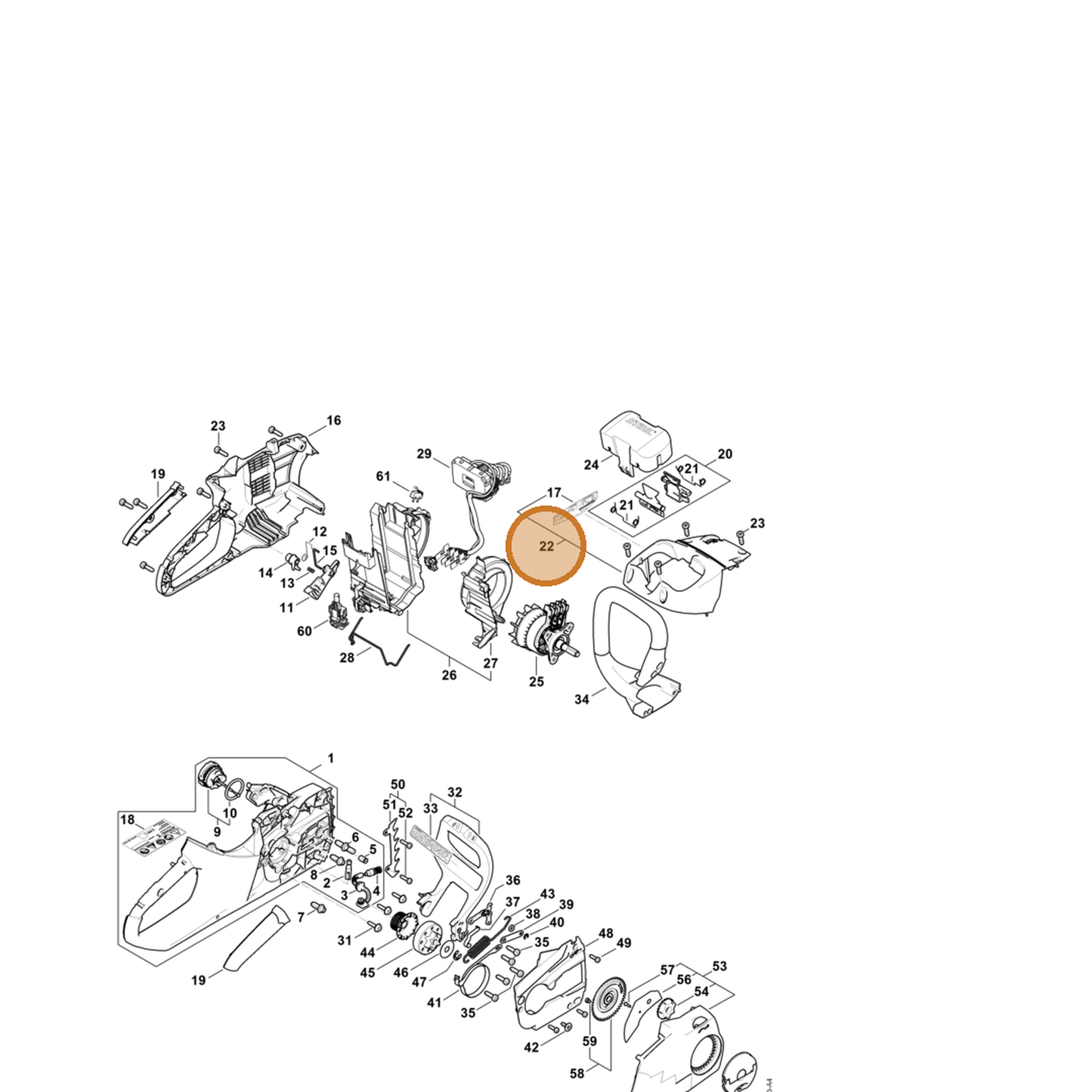 STIHL part 1251-080-1601 — IPL diagram snippet (6x zoom, amber highlight)