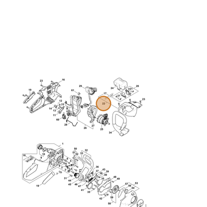 STIHL part 1251-080-1601 — IPL diagram snippet (6x zoom, amber highlight)