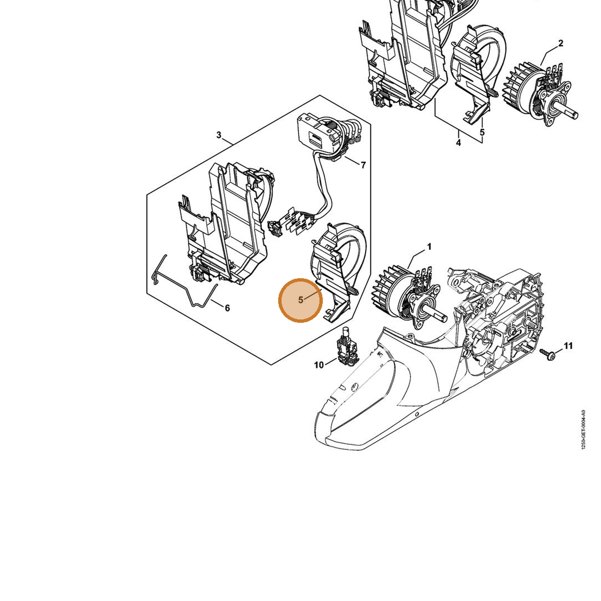 STIHL part 1251-404-8100 — IPL diagram snippet (6x zoom, amber highlight)