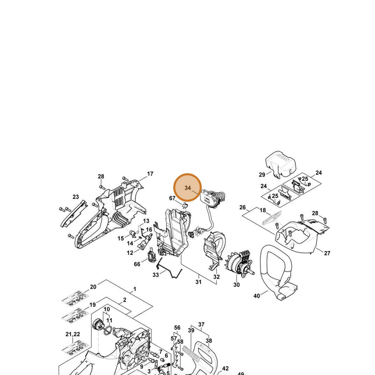 STIHL part 1251-430-1402 — IPL diagram snippet (6x zoom, amber highlight)