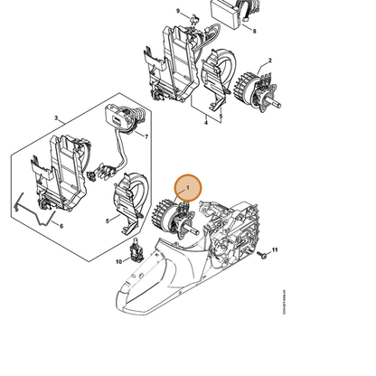 STIHL part 1251-600-0201 — IPL diagram snippet (6x zoom, amber highlight)