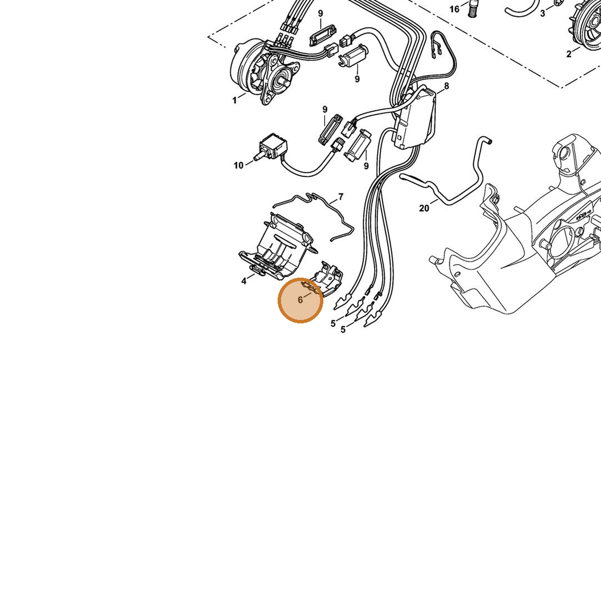 STIHL part 1252-404-0801 — IPL diagram snippet (6x zoom, amber highlight)