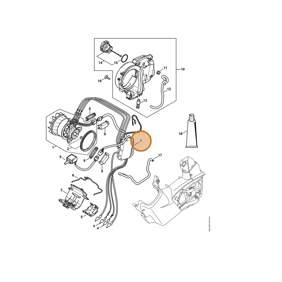 STIHL part 1252-430-1401 — IPL diagram snippet (6x zoom, amber highlight)