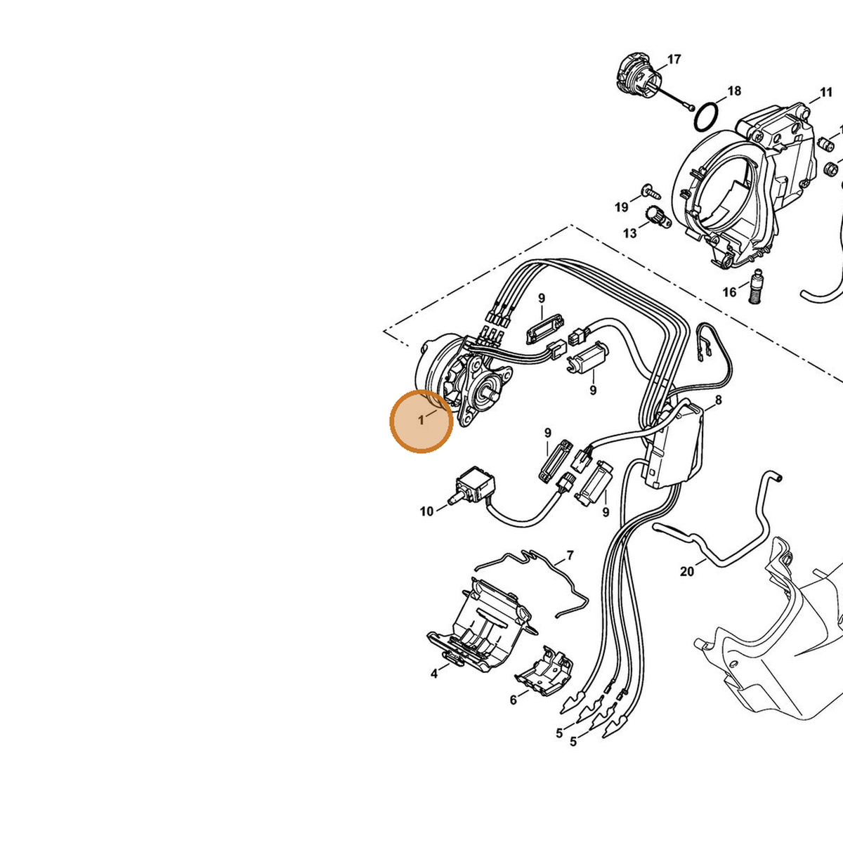 STIHL part 1252-600-0200 — IPL diagram snippet (6x zoom, amber highlight)