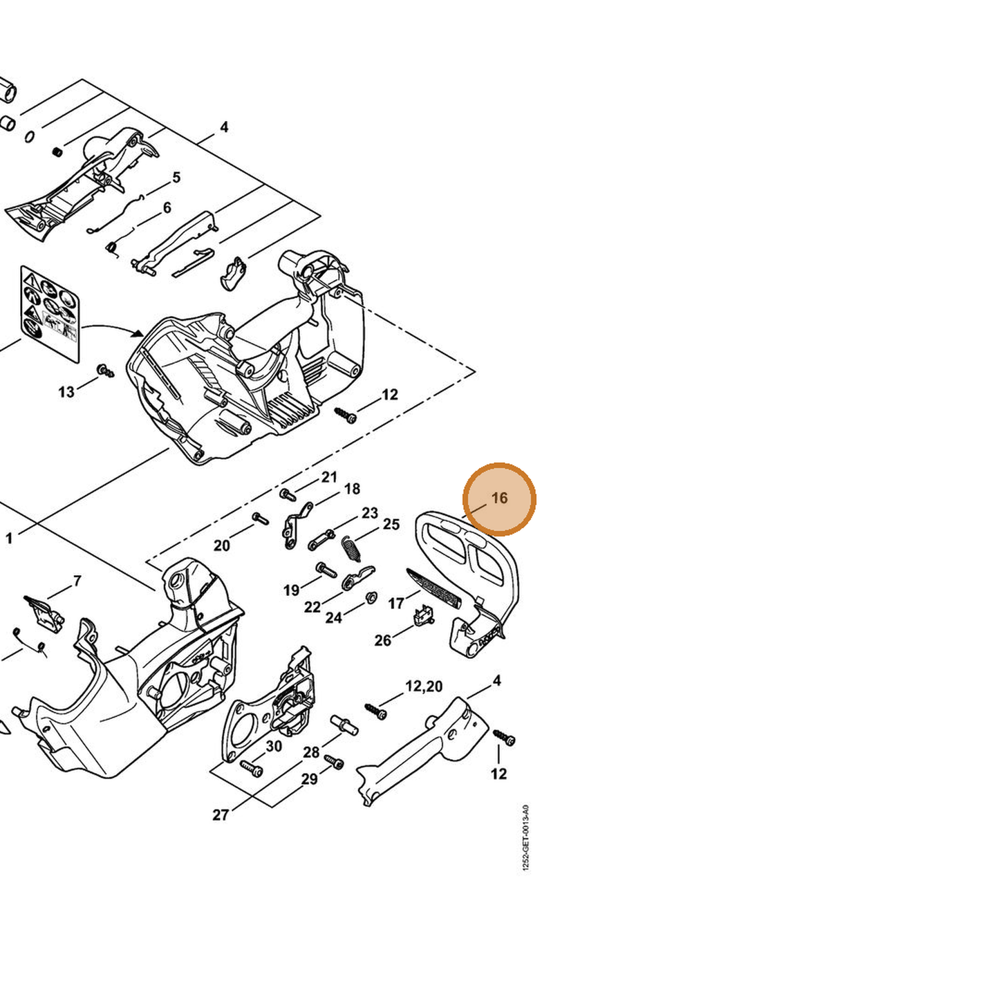 STIHL part 1252-790-9101 — IPL diagram snippet (6x zoom, amber highlight)