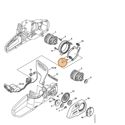STIHL part 1254-160-5000 — IPL diagram snippet (6x zoom, amber highlight)