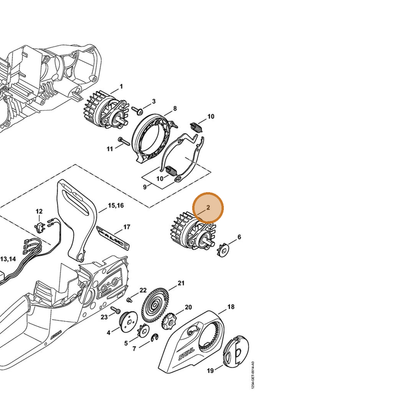 STIHL part 1254-600-0200 — IPL diagram snippet (6x zoom, amber highlight)