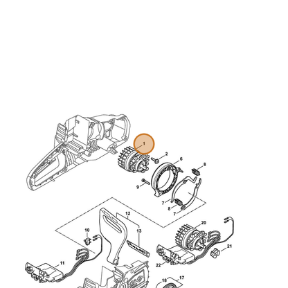 STIHL part 1254-600-0270 — IPL diagram snippet (6x zoom, amber highlight)