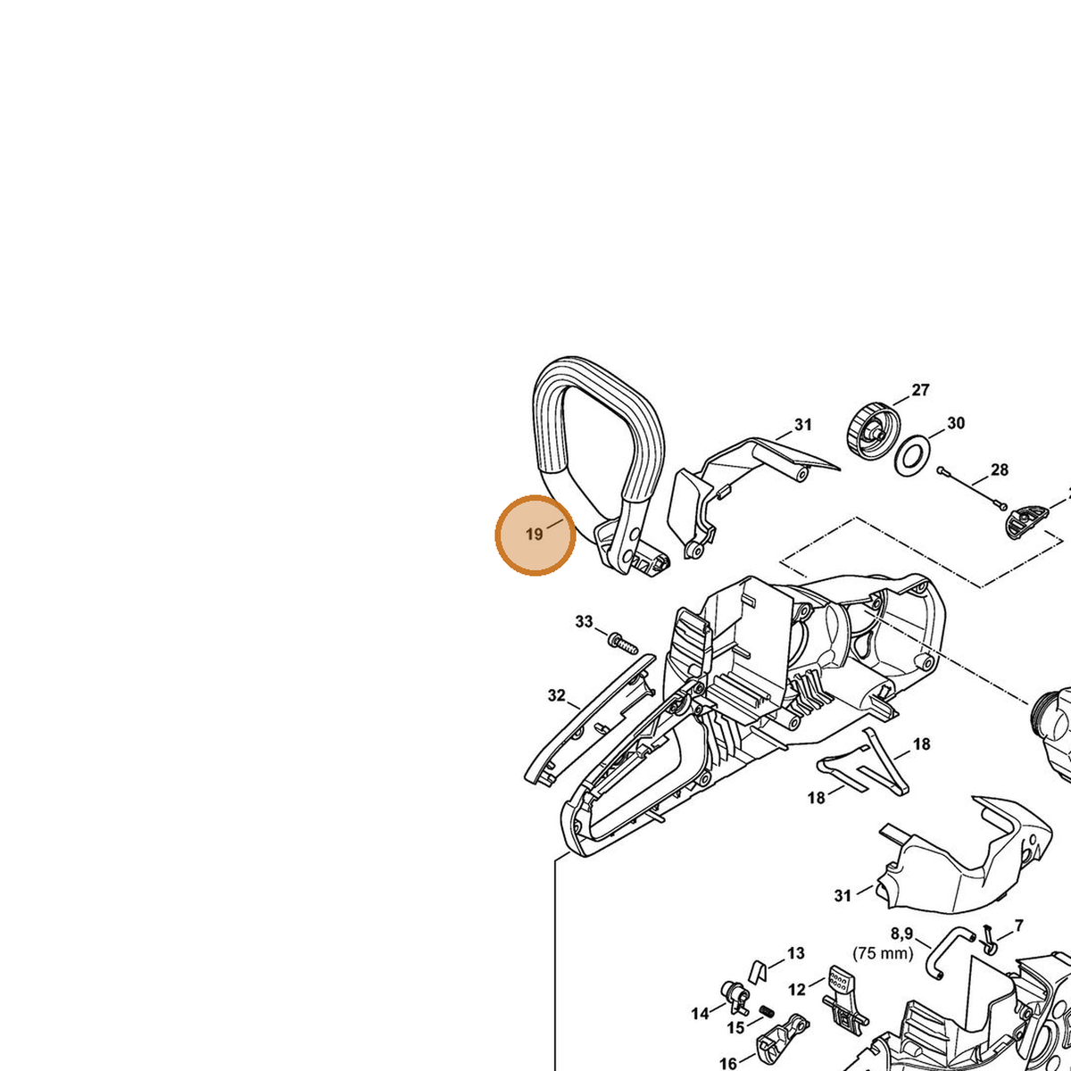 STIHL part 1254-791-1700 — IPL diagram snippet (6x zoom, amber highlight)