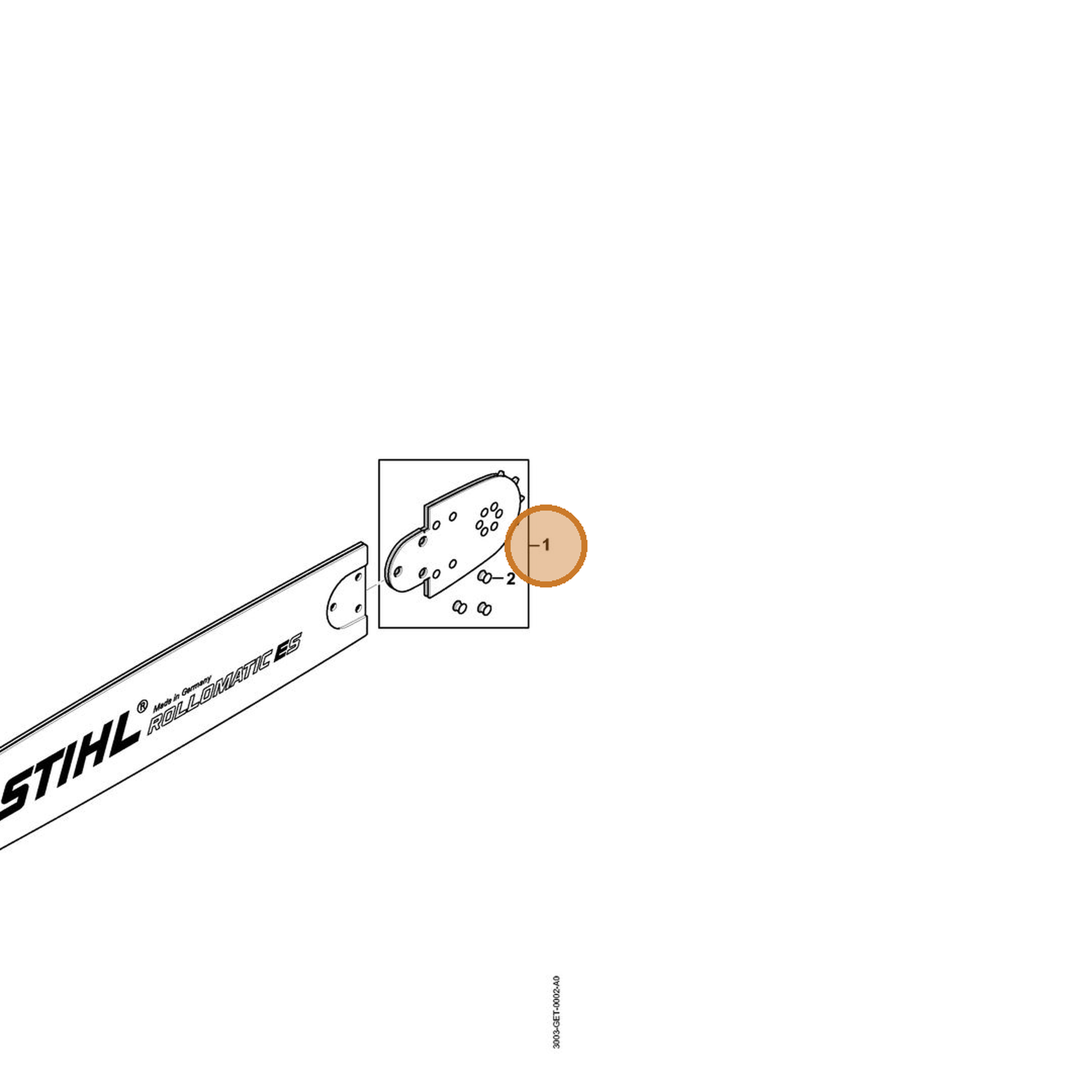 STIHL part 3003-650-2555 — IPL diagram snippet (6x zoom, amber highlight)