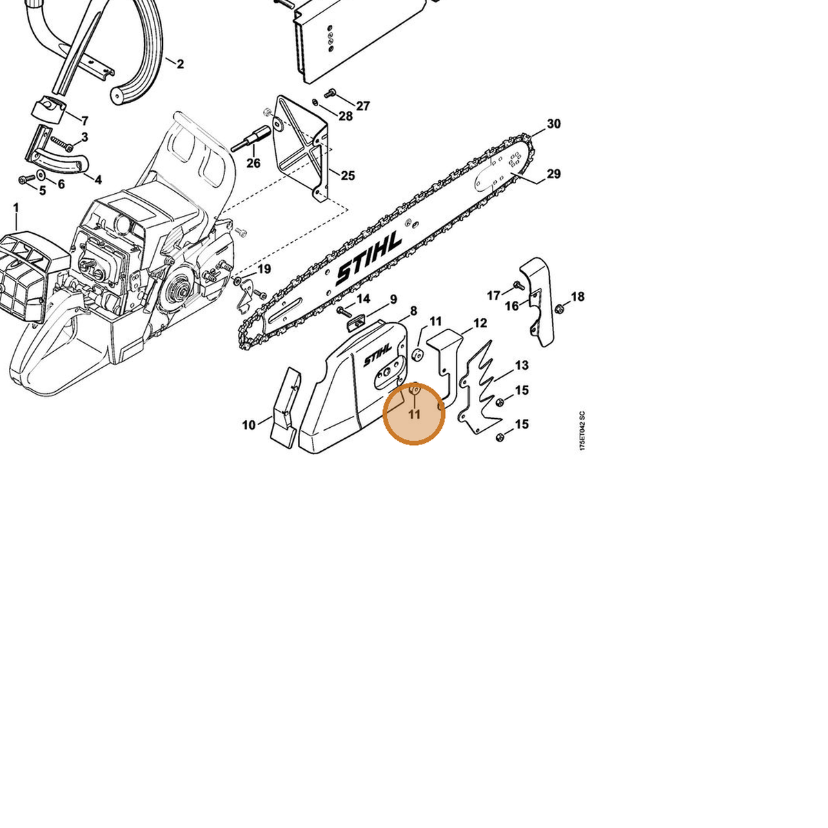 STIHL part 3003-655-9200 — IPL diagram snippet (6x zoom, amber highlight)
