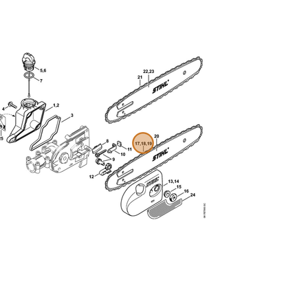 STIHL part 3610-005-0044 — IPL diagram snippet (6x zoom, amber highlight)