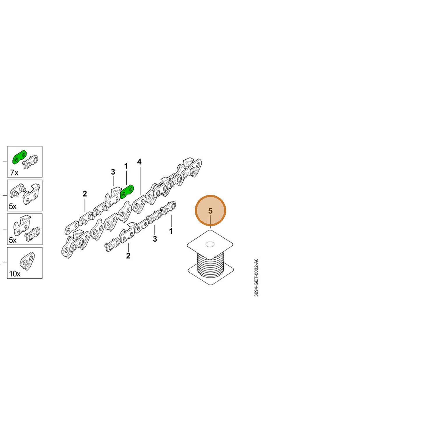 STIHL part 3624-005-1640 — IPL diagram snippet (6x zoom, amber highlight)