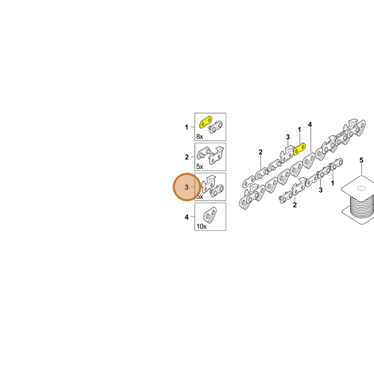 STIHL part 3639-007-1000 — IPL diagram snippet (6x zoom, amber highlight)
