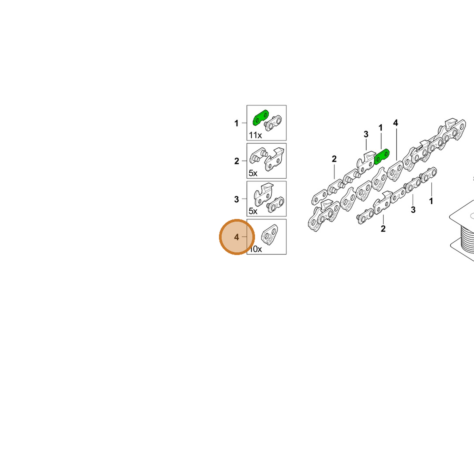 STIHL part 3669-662-1050 — IPL diagram snippet (6x zoom, amber highlight)