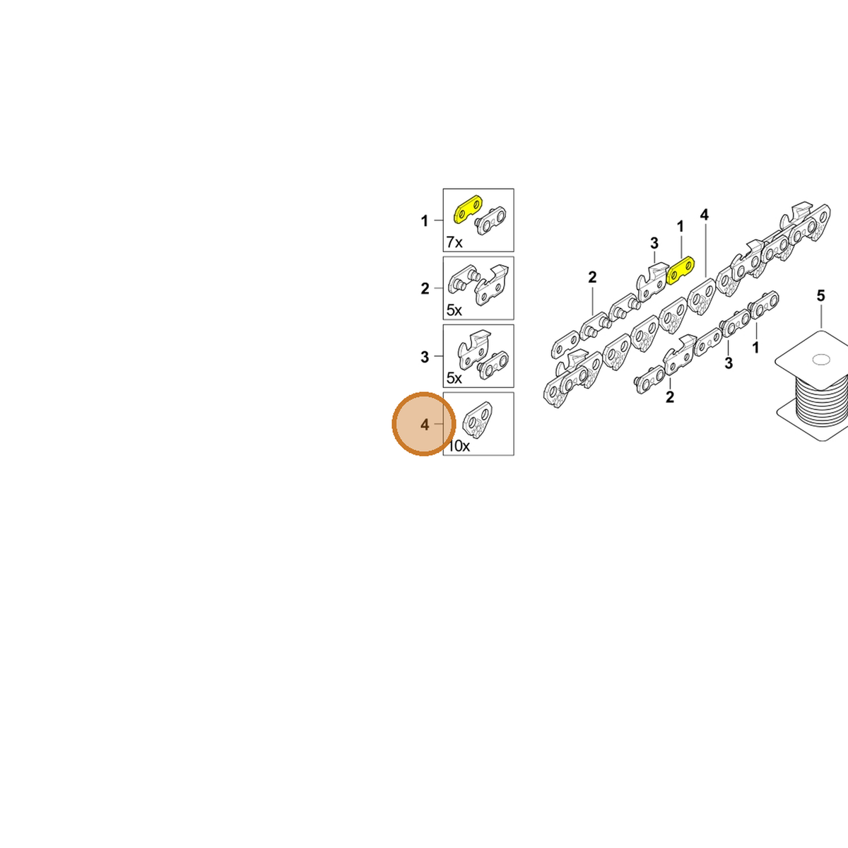 STIHL part 3725-662-1050 — IPL diagram snippet (6x zoom, amber highlight)