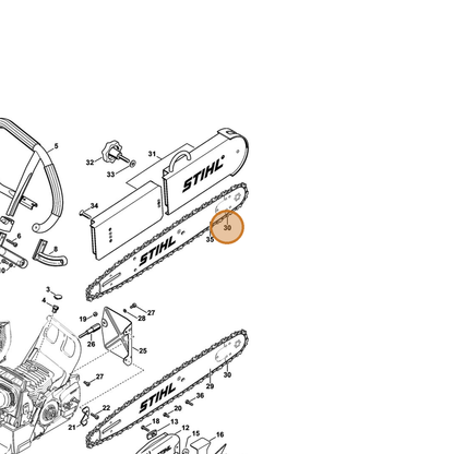 STIHL part 3944-005-0072 — IPL diagram snippet (6x zoom, amber highlight)