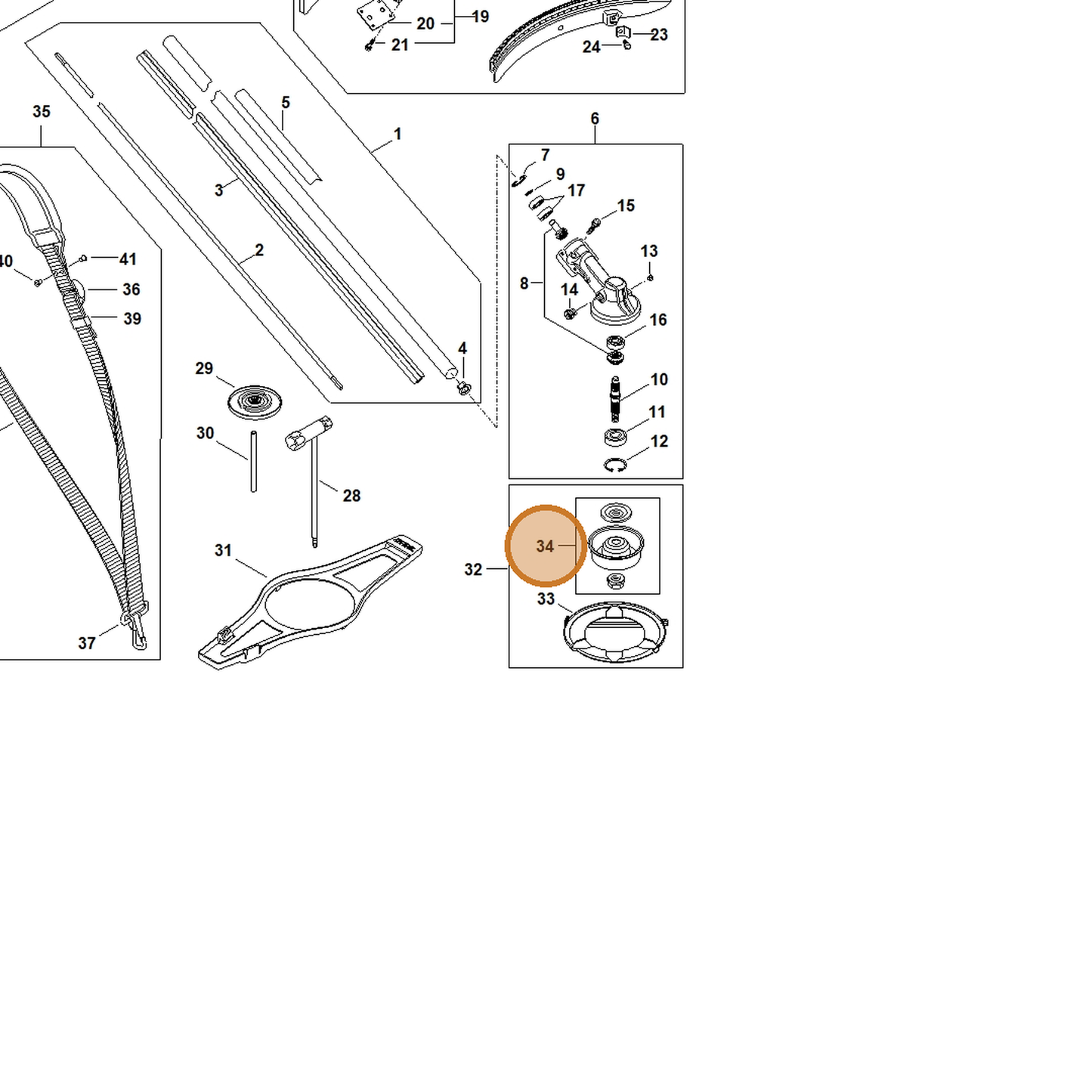 STIHL part 4001-007-4400 — IPL diagram snippet (6x zoom, amber highlight)