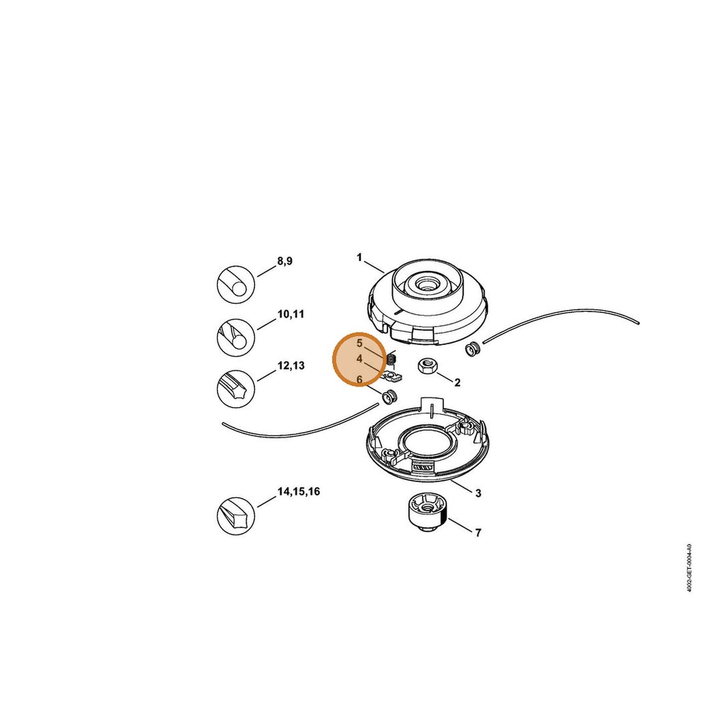 STIHL part 4001-713-7200 — IPL diagram snippet (6x zoom, amber highlight)