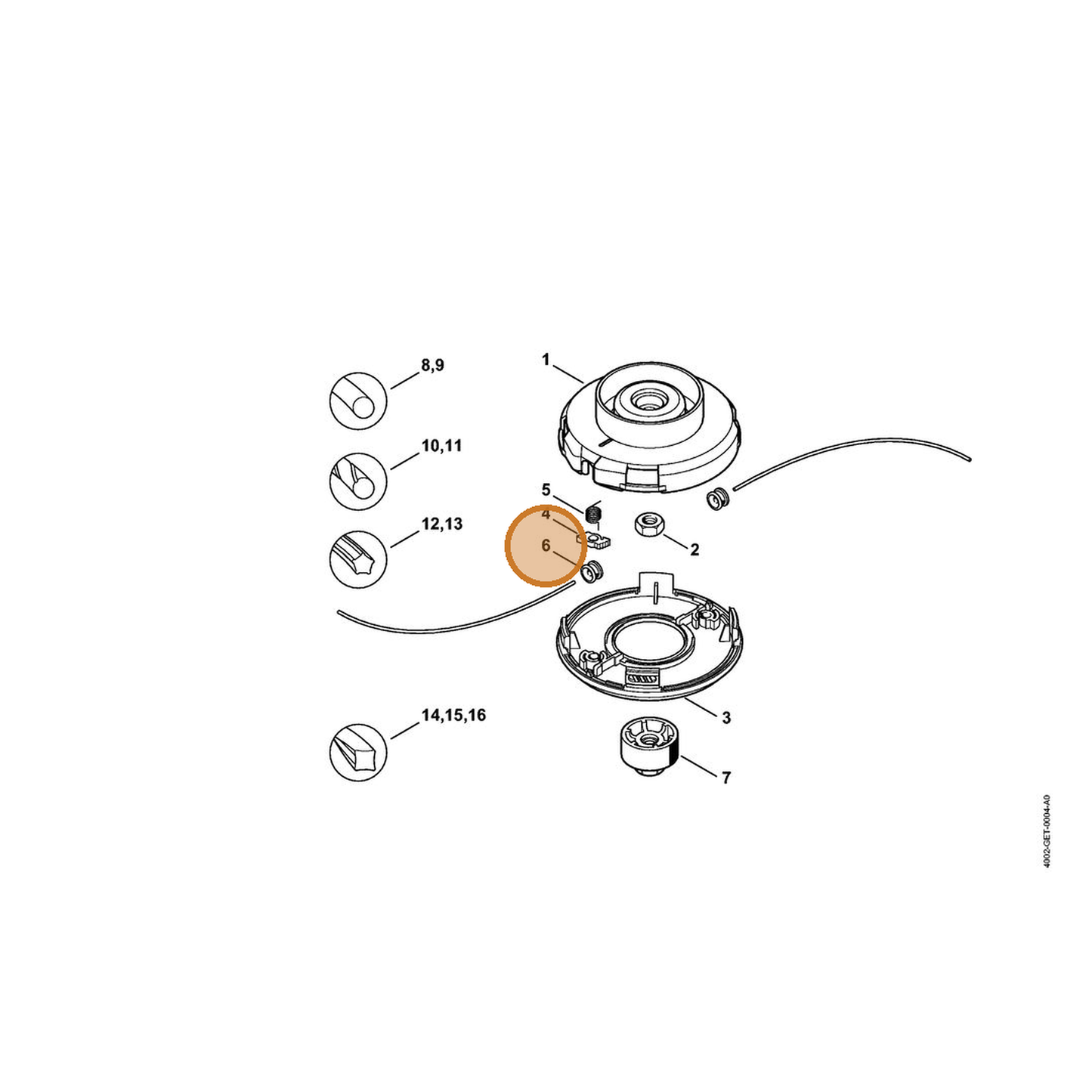 STIHL part 4001-713-8300 — IPL diagram snippet (6x zoom, amber highlight)