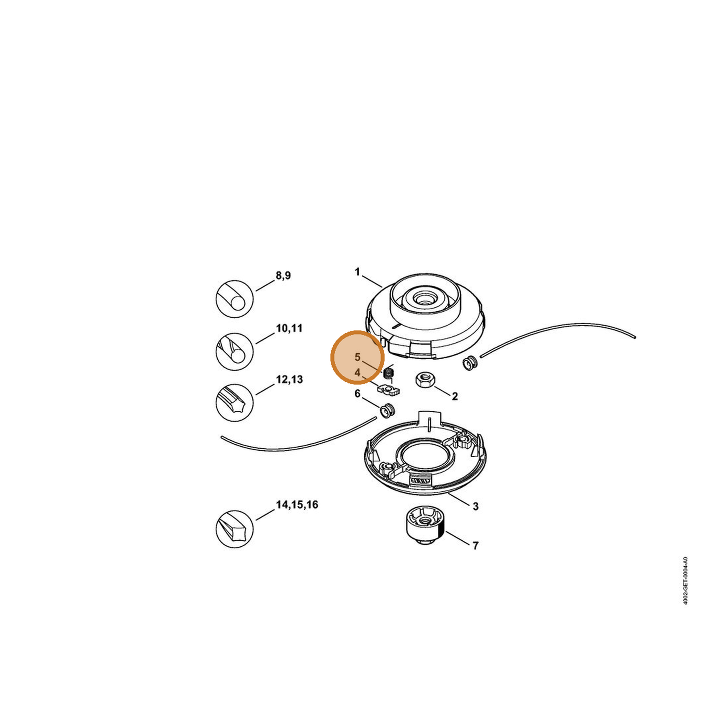 STIHL part 4001-998-0400 — IPL diagram snippet (6x zoom, amber highlight)
