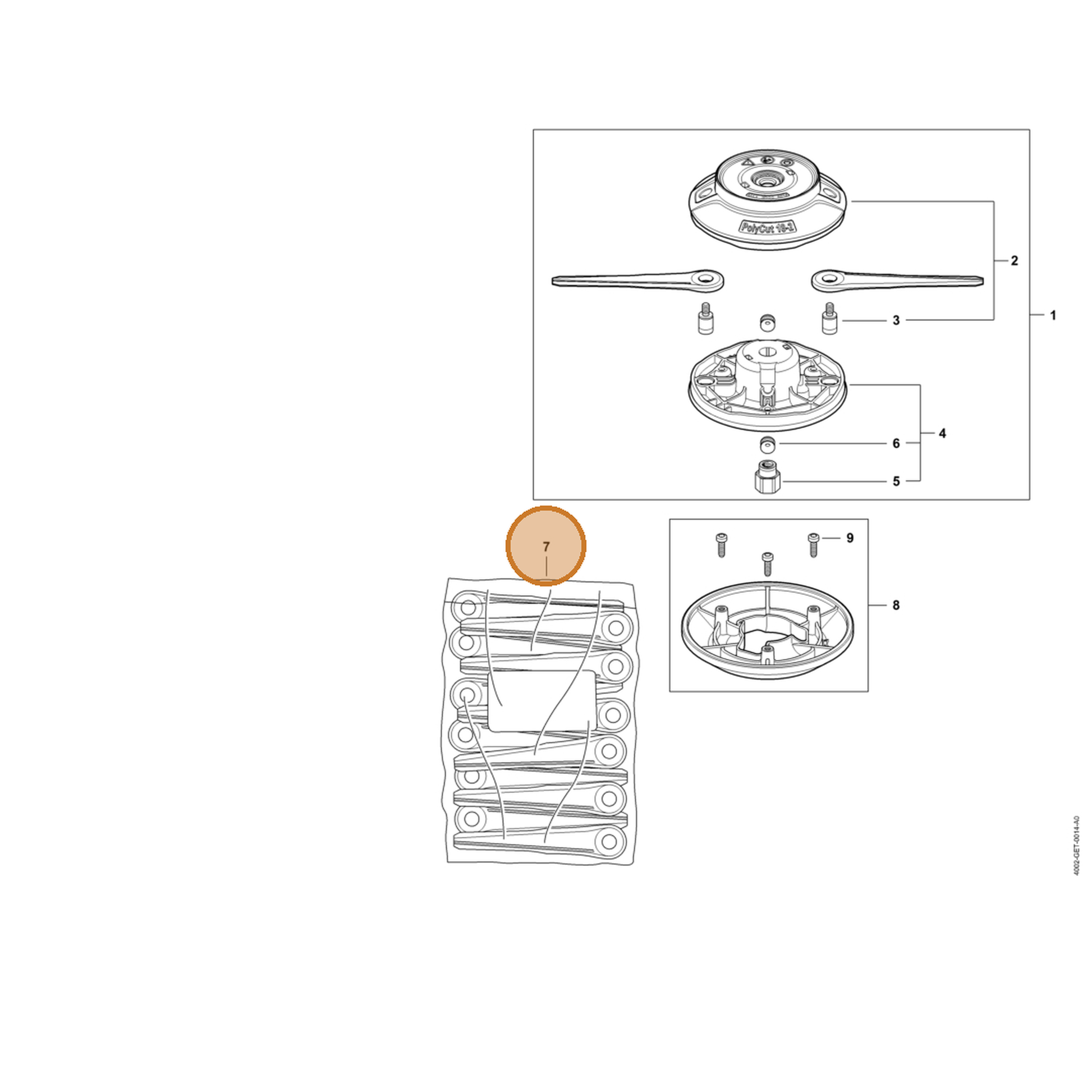 STIHL part 4002-007-1020 — IPL diagram snippet (6x zoom, amber highlight)