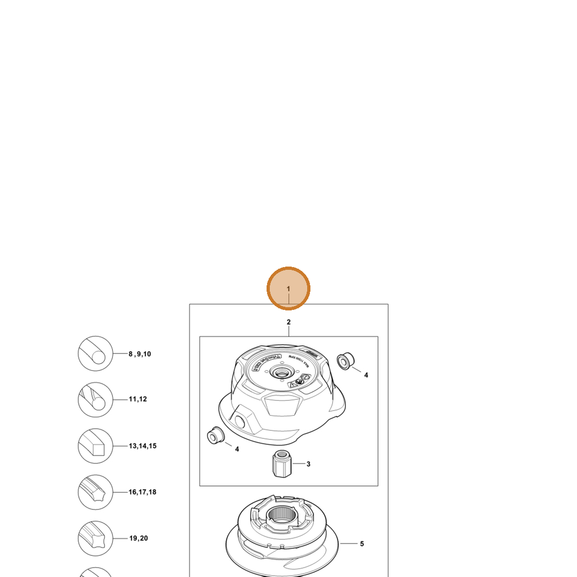 STIHL part 4002-710-2198 — IPL diagram snippet (6x zoom, amber highlight)