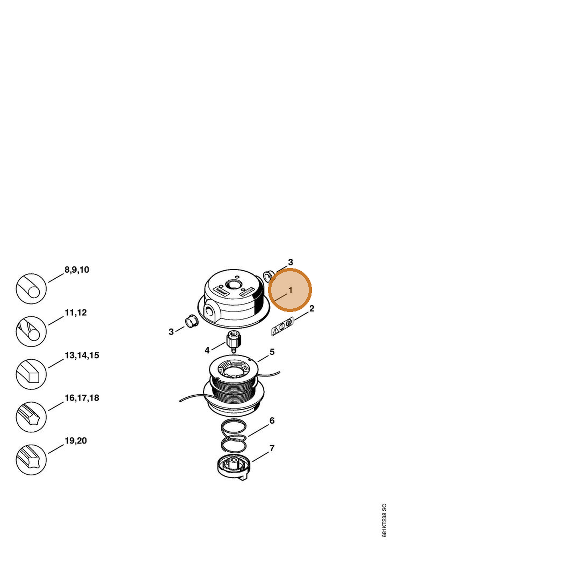 STIHL part 4002-710-3600 — IPL diagram snippet (6x zoom, amber highlight)