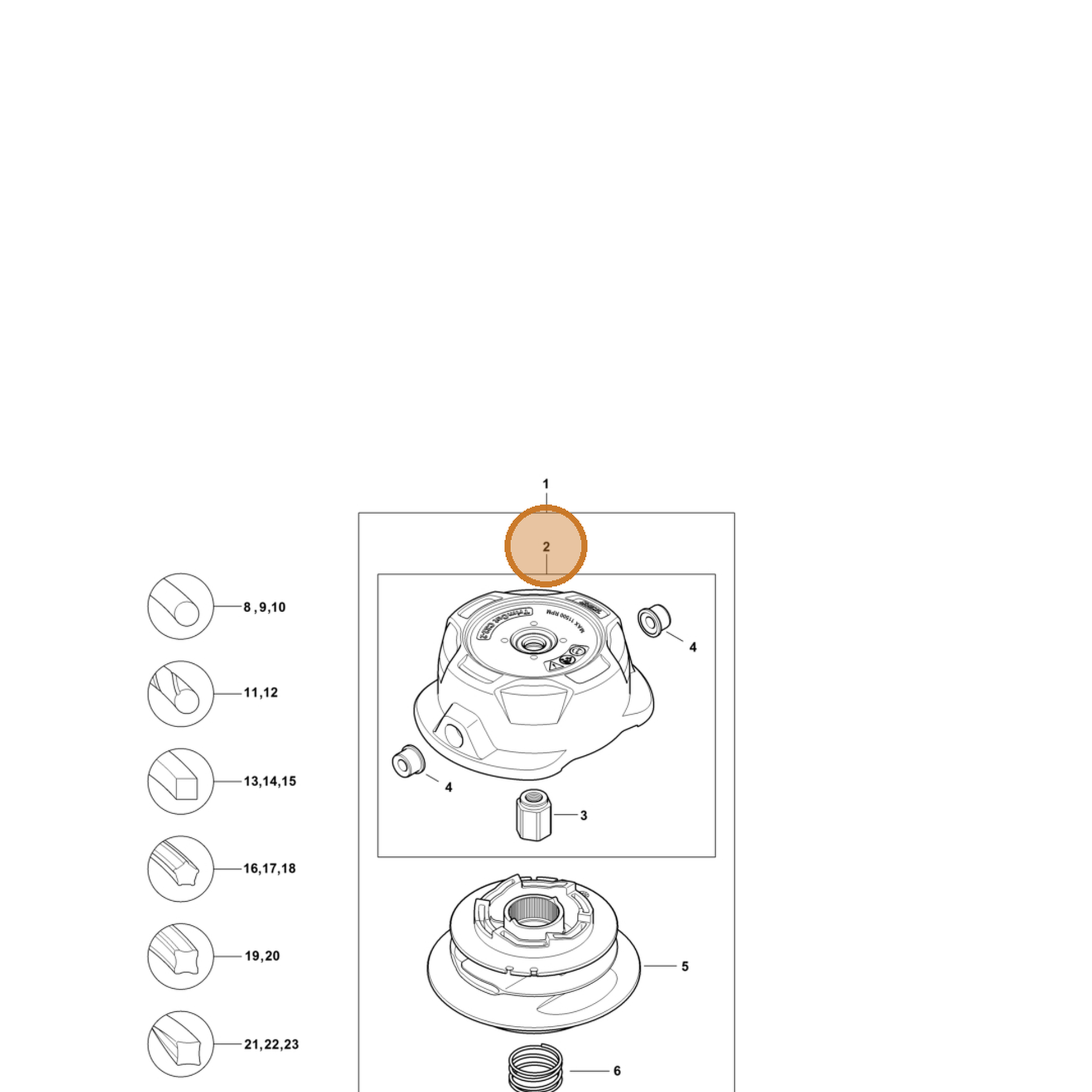 STIHL part 4002-710-3601 — IPL diagram snippet (6x zoom, amber highlight)