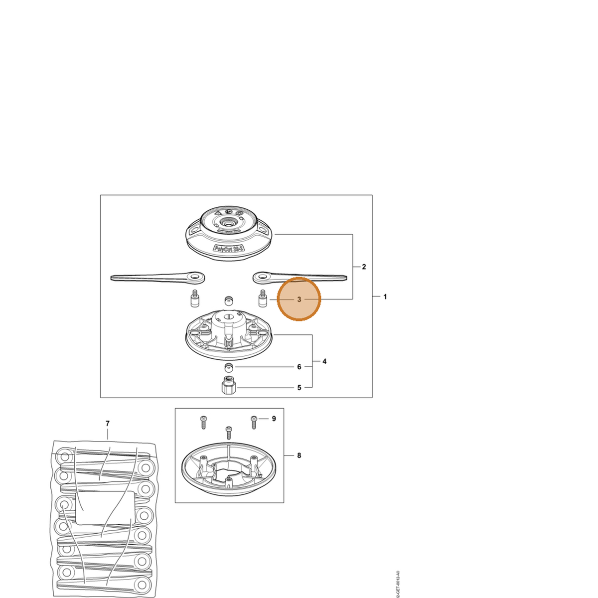 STIHL part 4002-710-8701 — IPL diagram snippet (6x zoom, amber highlight)