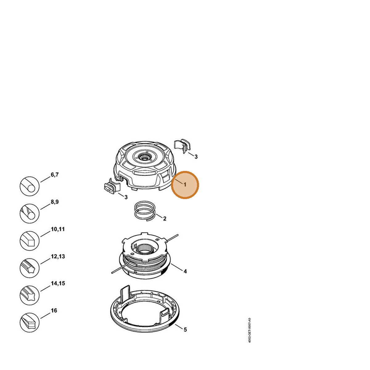 STIHL part 4002-710-9603 — IPL diagram snippet (6x zoom, amber highlight)