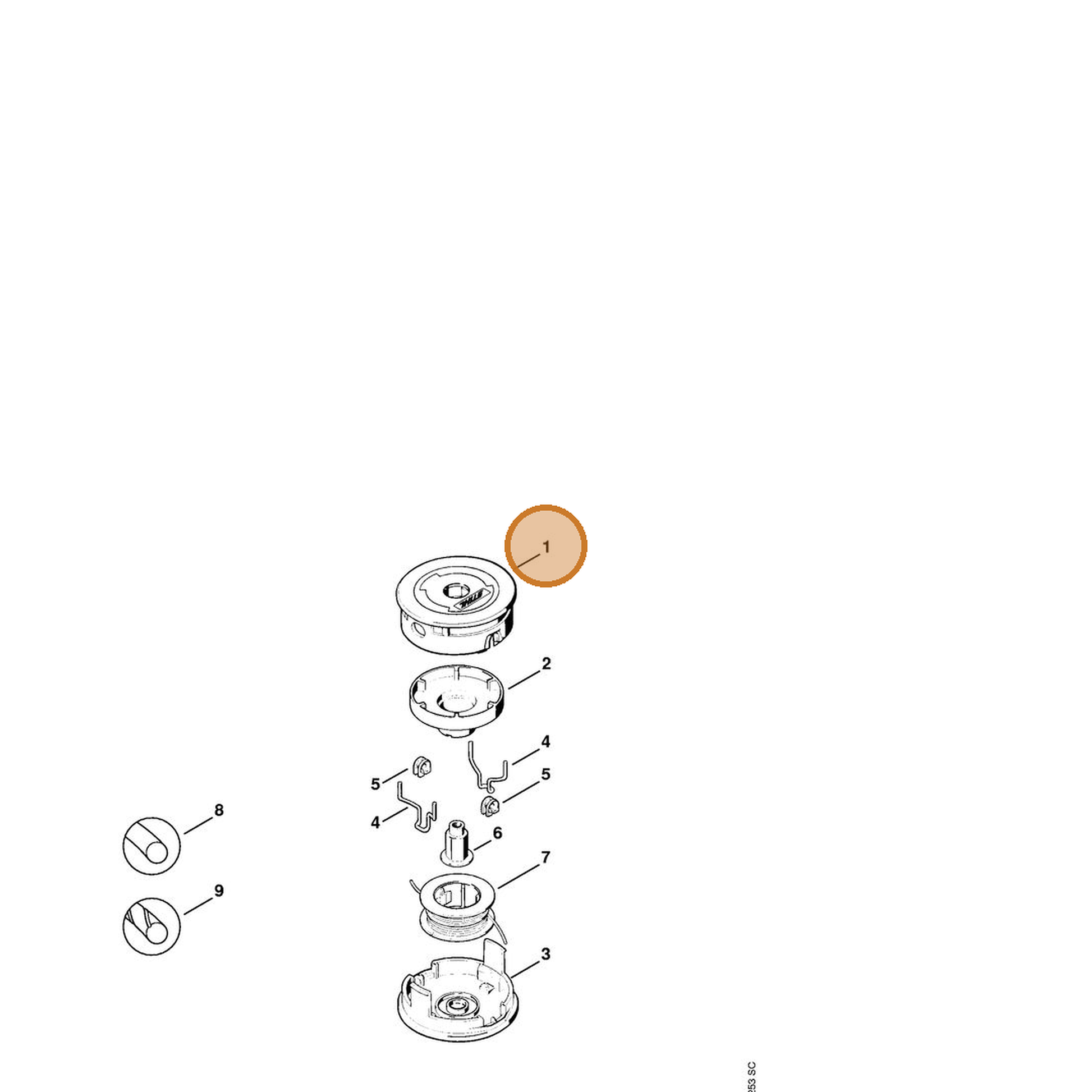 STIHL part 4002-710-9615 — IPL diagram snippet (6x zoom, amber highlight)