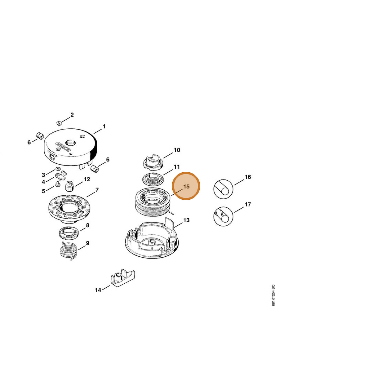 STIHL part 4002-713-3005 — IPL diagram snippet (6x zoom, amber highlight)
