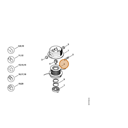 STIHL part 4002-713-3016 — IPL diagram snippet (6x zoom, amber highlight)