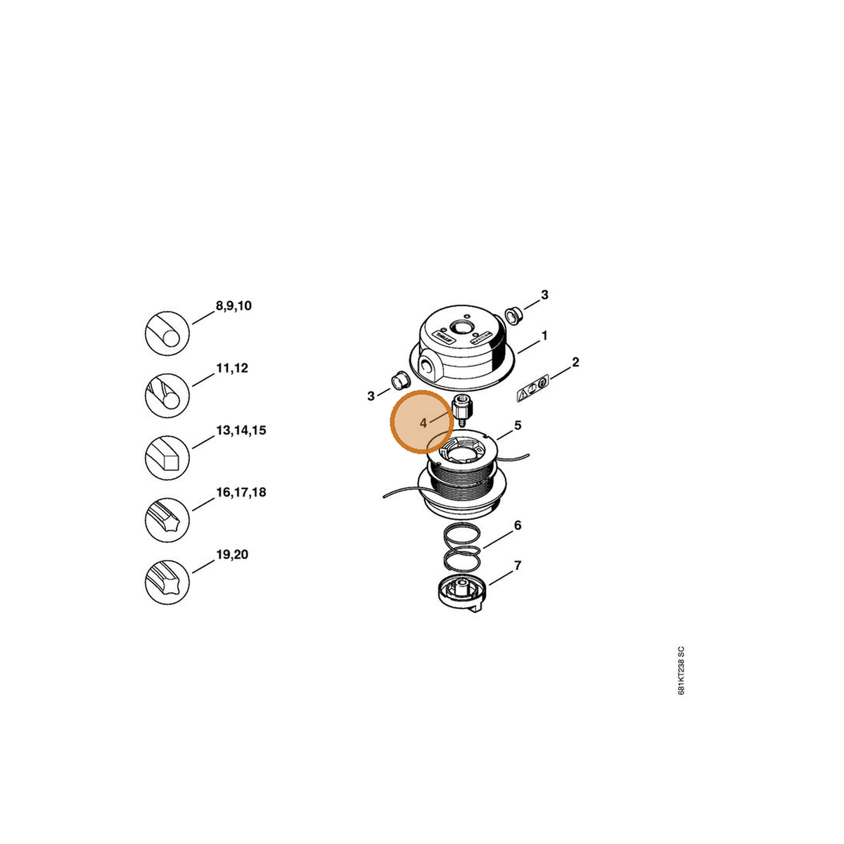 STIHL part 4002-713-6502 — IPL diagram snippet (6x zoom, amber highlight)