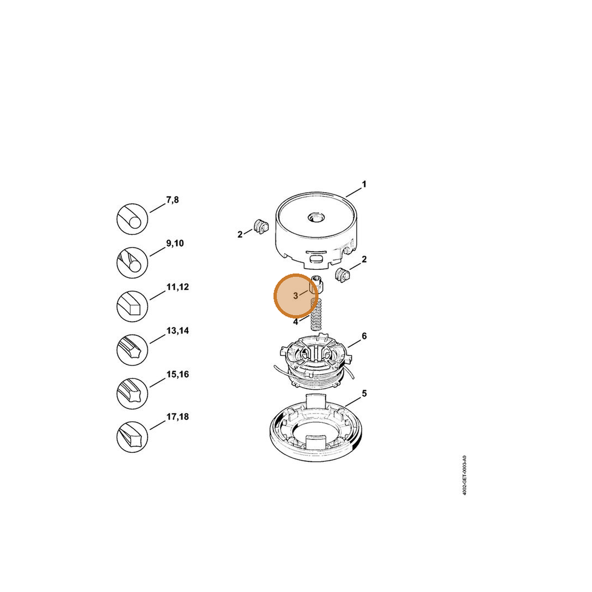 STIHL part 4002-713-6801 — IPL diagram snippet (6x zoom, amber highlight)