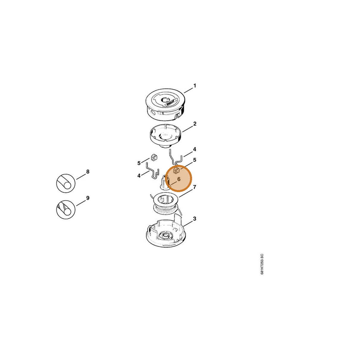 STIHL part 4002-713-6805 — IPL diagram snippet (6x zoom, amber highlight)