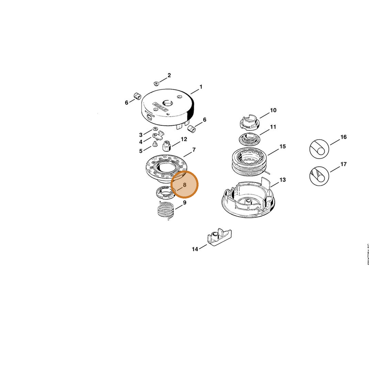 STIHL part 4002-713-6905 — IPL diagram snippet (6x zoom, amber highlight)