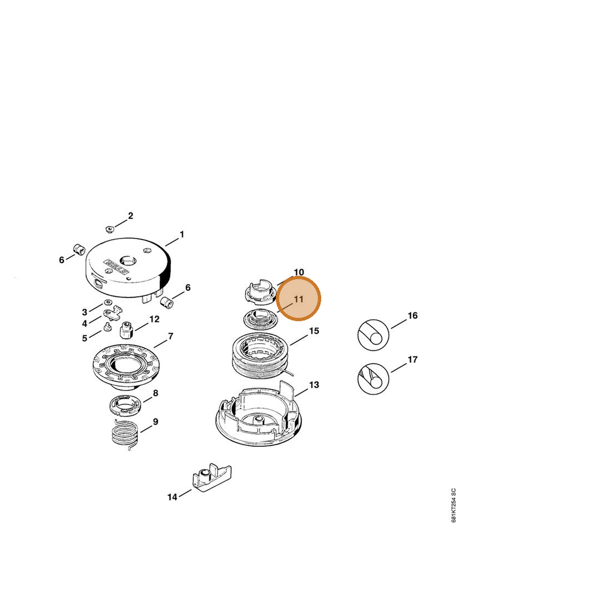 STIHL part 4002-713-6910 — IPL diagram snippet (6x zoom, amber highlight)