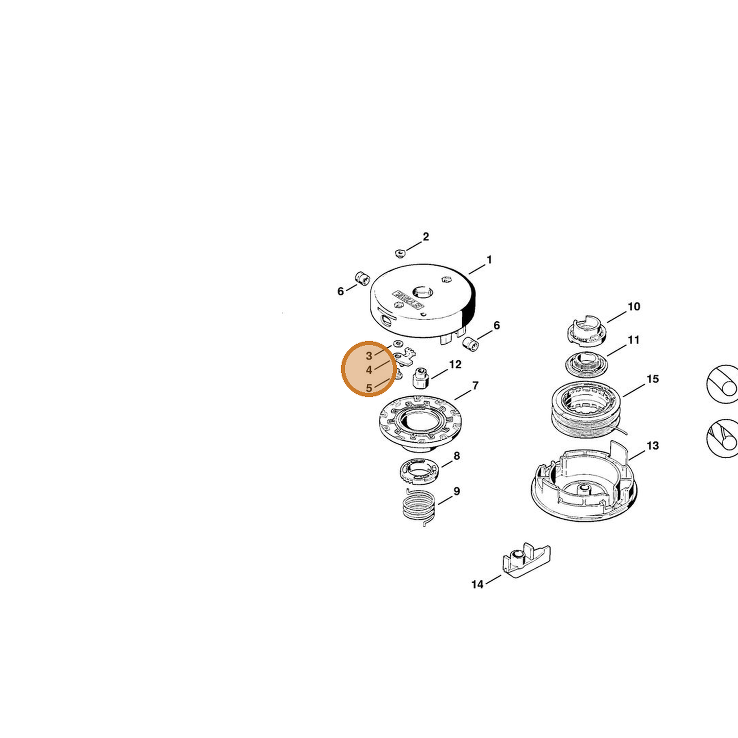 STIHL part 4002-713-7205 — IPL diagram snippet (6x zoom, amber highlight)