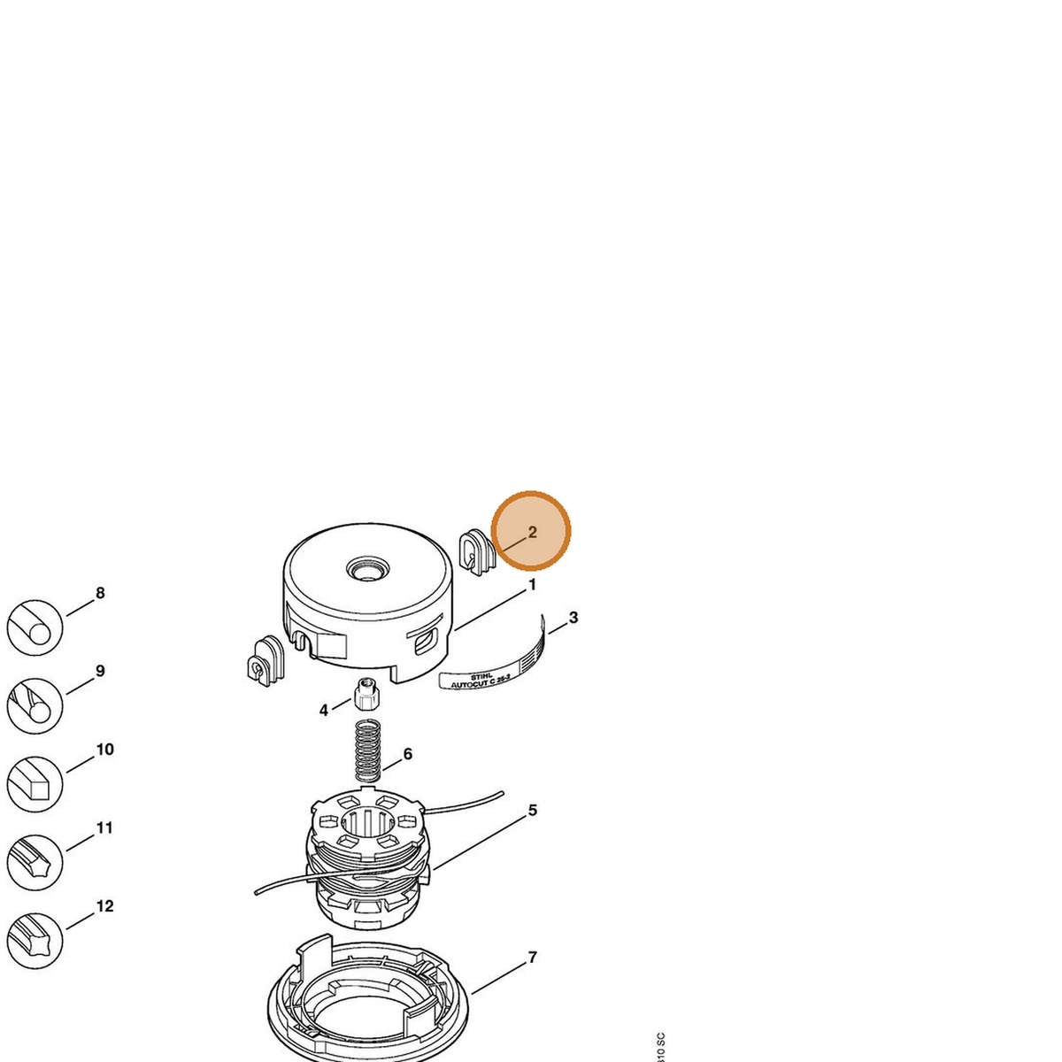 STIHL part 4002-713-8301 — IPL diagram snippet (6x zoom, amber highlight)