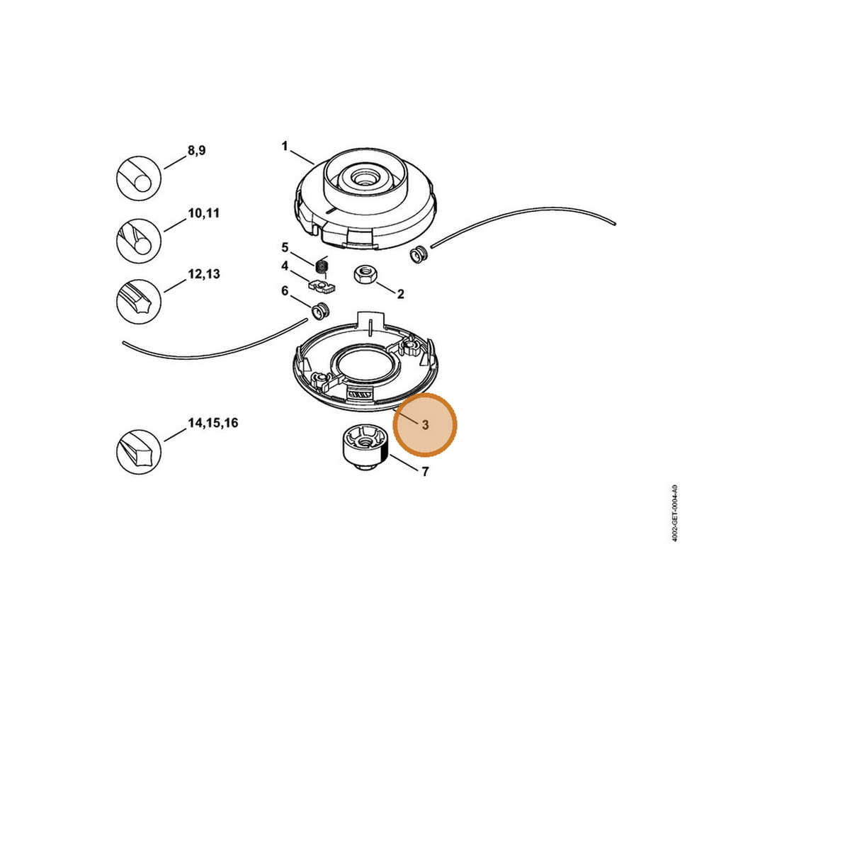STIHL part 4002-713-9702 — IPL diagram snippet (6x zoom, amber highlight)