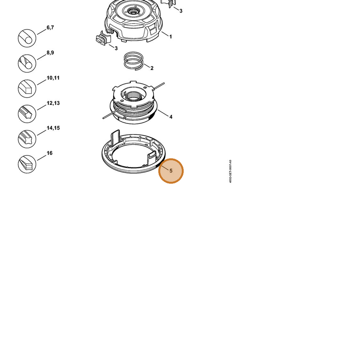 STIHL part 4002-713-9704 — IPL diagram snippet (6x zoom, amber highlight)