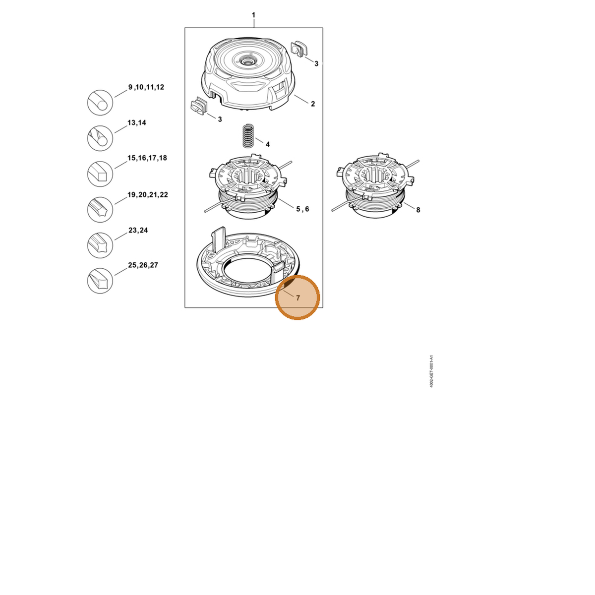 STIHL part 4002-713-9706 — IPL diagram snippet (6x zoom, amber highlight)