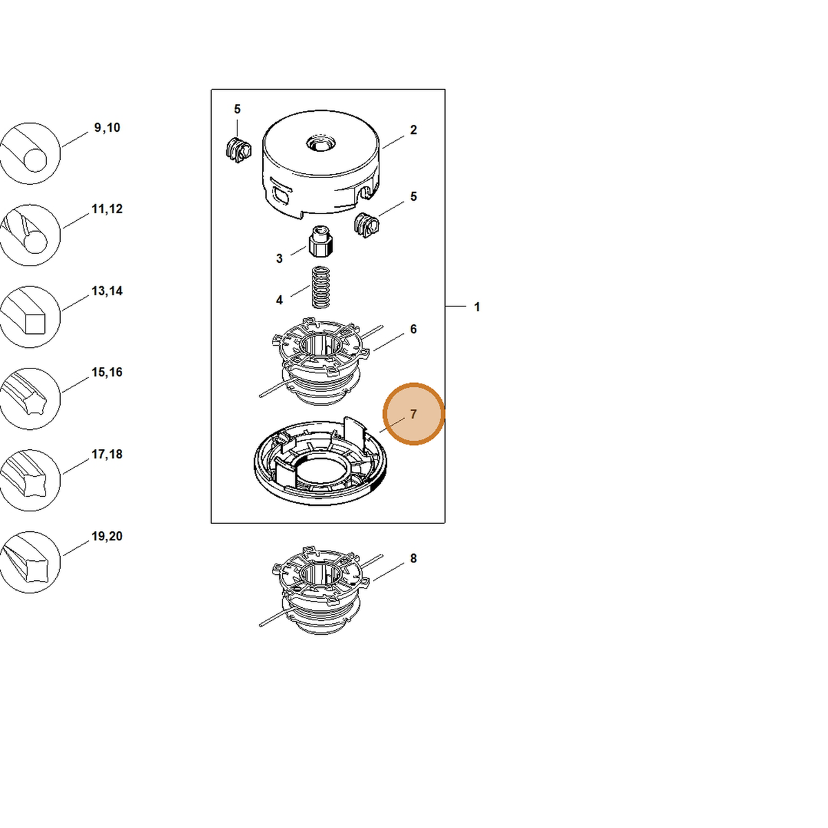 STIHL part 4002-713-9708 — IPL diagram snippet (6x zoom, amber highlight)
