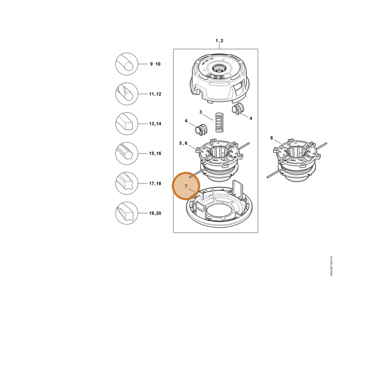 STIHL part 4002-713-9712 — IPL diagram snippet (6x zoom, amber highlight)